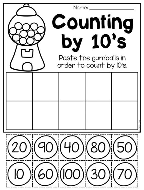 Counting By 10s Worksheet For Kindergarten